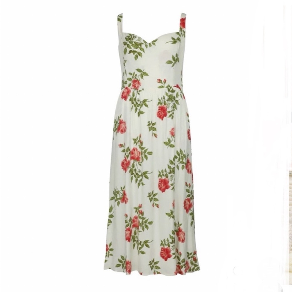 Reformation Brixton Floral Dress Cream Jolie Print Sz 6